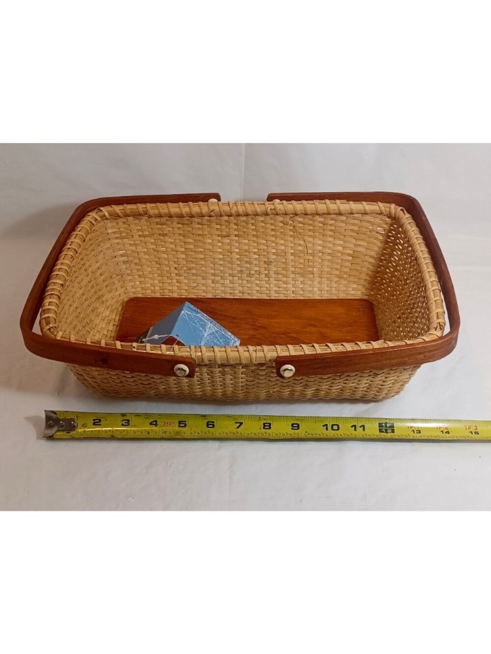 Vtg handcrafted Nantucket Gathering Basket Double Swing Handles 14”x10”x4” NOS N - Picture 4 of 12
